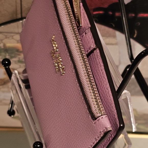 Kate Spade Leila Pebbled Leather Slim Bifold Bright Carnation Wallet - Picture 6 of 10